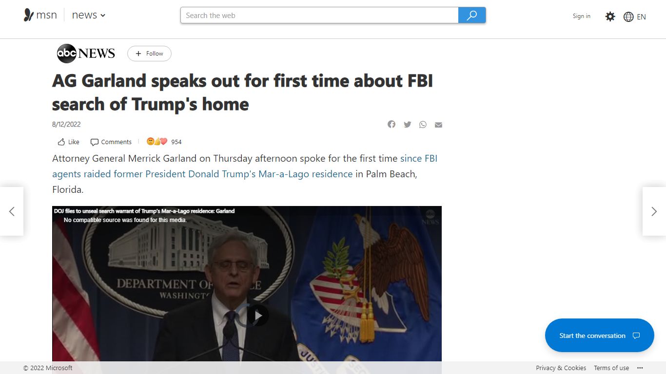 AG Garland speaks out for first time about FBI search of Trump's home
